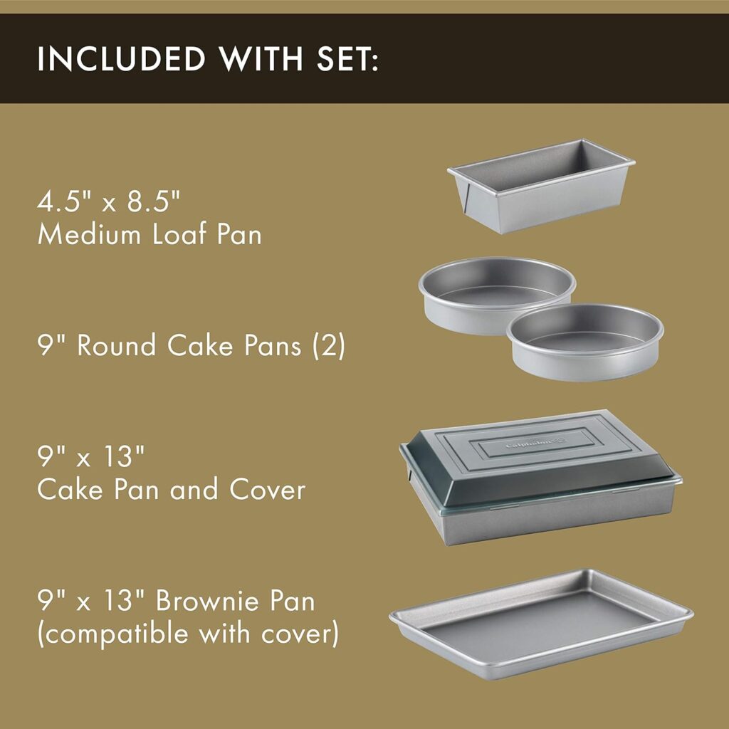 Calphalon Nonstick Bakeware Set, 10-Piece Set Includes Baking Sheet, Cookie Sheet, Cake Pans, Muffin Pan, and More, Dishwasher Safe, Silver