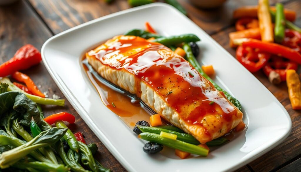 Honey Glazed Salmon with Asian Vegetables