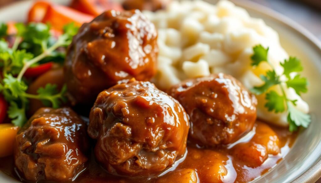 Serving suggestions for Salisbury steak meatballs